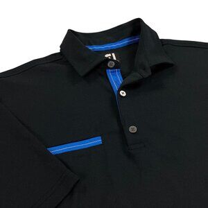 Footjoy Golf Polo Mens Size L Short Sleeve Chest Pocket Black/Blue